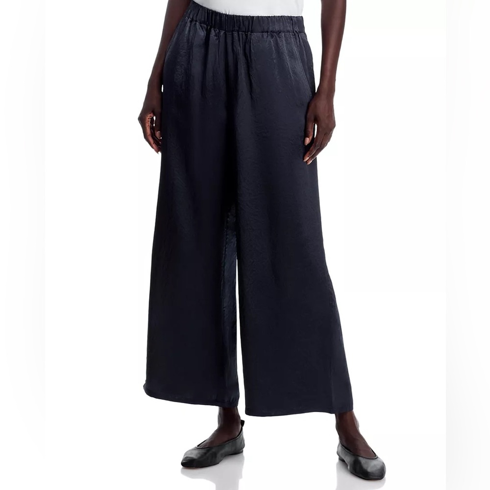 NWT Eileen Fisher Textured Satin Wide-Leg Pant
